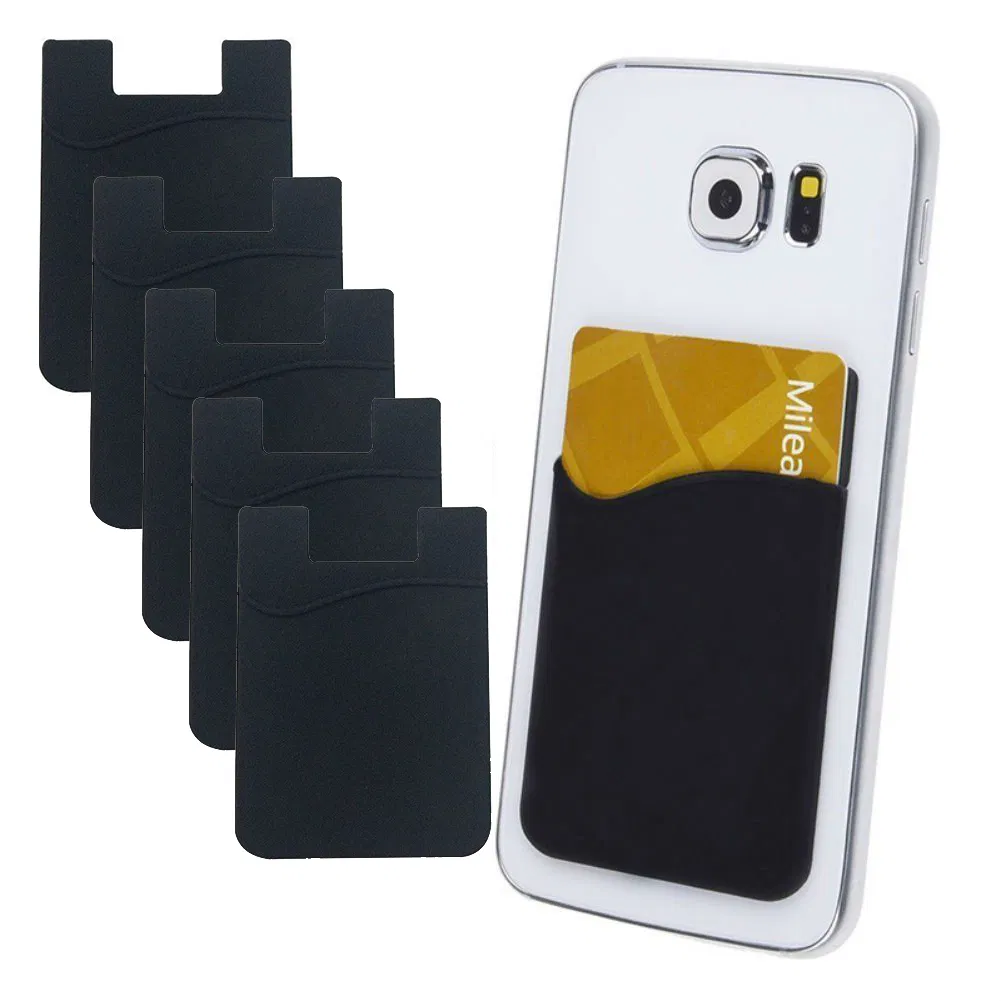 5 Pack Silicone Adhesive Phone Wallet Credit Card Holders Black