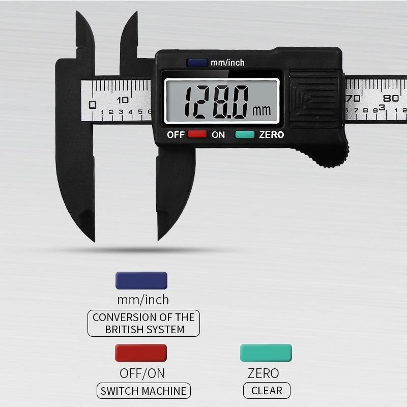 6 Inch 150mm Digital Caliper with LCD Carbon Fiber Composite ABS