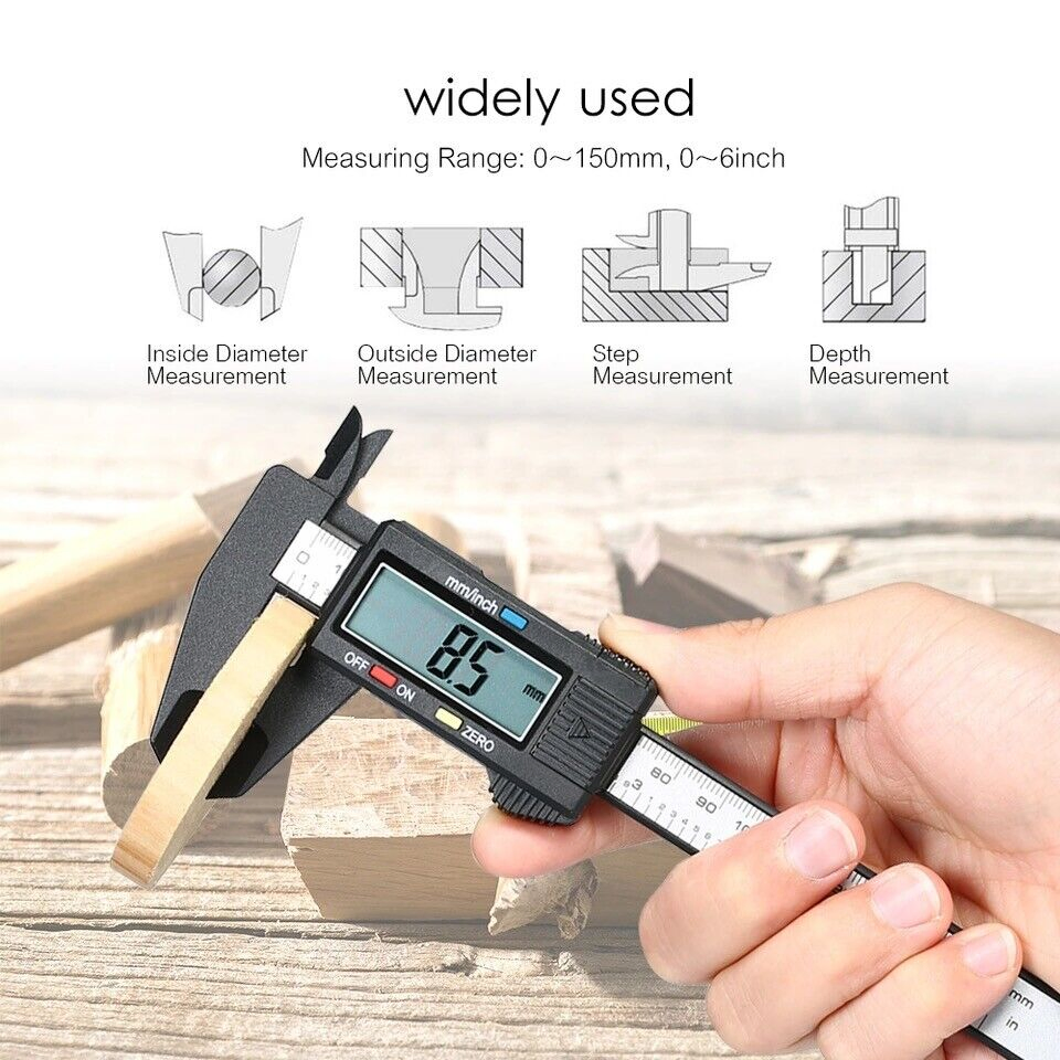 6 Inch 150mm Digital Caliper with LCD Carbon Fiber Composite ABS