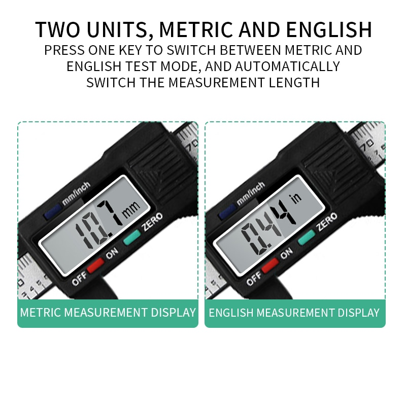 6 Inch 150mm Digital Caliper with LCD Carbon Fiber Composite ABS