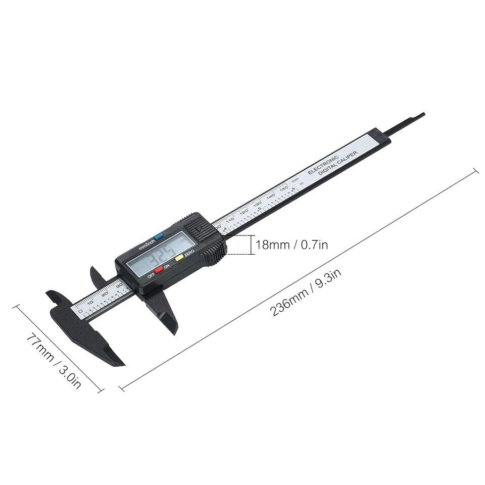 6 Inch 150mm Digital Caliper with LCD Carbon Fiber Composite ABS