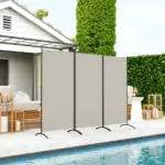 HOMCOM 6' 3 Panel Room Divider, Indoor Privacy Screen for Home, Light Gray - Image 2