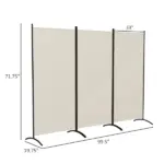 HOMCOM 6' 3 Panel Room Divider, Indoor Privacy Screen for Home, Light Gray - Image 3