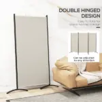 HOMCOM 6' 3 Panel Room Divider, Indoor Privacy Screen for Home, Light Gray - Image 4
