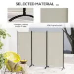 HOMCOM 6' 3 Panel Room Divider, Indoor Privacy Screen for Home, Light Gray - Image 5