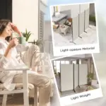 HOMCOM 6' 3 Panel Room Divider, Indoor Privacy Screen for Home, Light Gray - Image 8