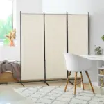 HOMCOM 6 ft 3-Panel Room Divider, Privacy Screen, Folding, Beige, Indoor Use - Image 2