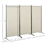 HOMCOM 6 ft 3-Panel Room Divider, Privacy Screen, Folding, Beige, Indoor Use - Image 3