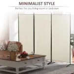HOMCOM 6 ft 3-Panel Room Divider, Privacy Screen, Folding, Beige, Indoor Use - Image 7