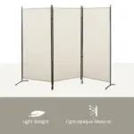 HOMCOM 6 ft 3-Panel Room Divider, Privacy Screen, Folding, Beige, Indoor Use - Image 8
