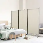HOMCOM 6 ft 3-Panel Room Divider, Privacy Screen, Folding, Beige, Indoor Use - Image 10