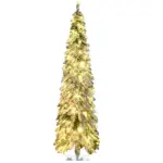 HOMCOM 6 ft Artificial Slim Christmas Trees, with Snow Frosted Branches, Warm White or Colorful LED Lights, Downswept Shape - Image 11