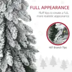 HOMCOM 6 ft Artificial Slim Christmas Trees, with Snow Frosted Branches, Warm White or Colorful LED Lights, Downswept Shape - Image 5