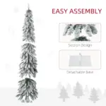 HOMCOM 6 ft Artificial Slim Christmas Trees, with Snow Frosted Branches, Warm White or Colorful LED Lights, Downswept Shape - Image 8