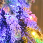 HOMCOM 6 ft Artificial Slim Christmas Trees, with Snow Frosted Branches, Warm White or Colorful LED Lights, Downswept Shape - Image 9