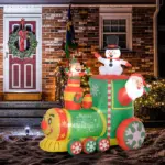 6 ft Inflatable Christmas Train with White LED Lights for Indoor Outdoor Decor - Image 2