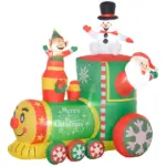 6 ft Inflatable Christmas Train with White LED Lights for Indoor Outdoor Decor