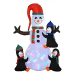 HOMCOM 6' Christmas Holiday Yard Inflatable Outdoor Light Up LED Christmas Decoration 3 Penguins Building Snowman - Image 11