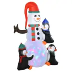 HOMCOM 6' Christmas Holiday Yard Inflatable Outdoor Light Up LED Christmas Decoration 3 Penguins Building Snowman - Image 12