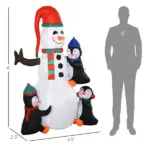 HOMCOM 6' Christmas Holiday Yard Inflatable Outdoor Light Up LED Christmas Decoration 3 Penguins Building Snowman - Image 3