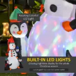 HOMCOM 6' Christmas Holiday Yard Inflatable Outdoor Light Up LED Christmas Decoration 3 Penguins Building Snowman - Image 4