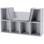 6-Cube Kids Bookcase with Reading Nook, Toddler Storage Cabinet Shelf with Seat Cushion for Playroom Bedroom, 40.5"x12"x23.5", Gray - Image 11