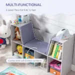6-Cube Kids Bookcase with Reading Nook, Toddler Storage Cabinet Shelf with Seat Cushion for Playroom Bedroom, 40.5"x12"x23.5", Gray - Image 5