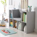 6-Cube Kids Bookcase with Reading Nook, Toddler Storage Cabinet Shelf with Seat Cushion for Playroom Bedroom, 40.5"x12"x23.5", Gray - Image 7