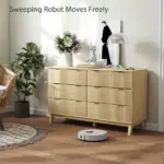 6 Drawer Double Dresser for Bedroom, Fluted Chest of Drawers with Gold Finger Pulls and 5 Wood Legs, Natural Wood - Image 6
