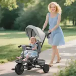 Qaba 6-in-1 Kids Tricycle with Adjustable Push Handle, Removable Canopy, Reversible Seat, for 1-5 Years, Gray - Image 2
