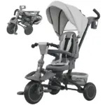 Qaba 6-in-1 Kids Tricycle with Adjustable Push Handle, Removable Canopy, Reversible Seat, for 1-5 Years, Gray