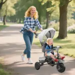 Qaba 6-in-1 Kids Tricycle with Adjustable Push Handle, Removable Canopy, Reversible Seat, for 1-5 Years, Gray - Image 10