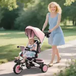 6 in 1 Kids Tricycle with Adjustable Push Handle, Removable Canopy, Reversible Seat, for 1-5 Years, Pink - Image 2