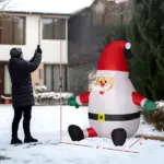 6 ft Inflatable Santas, Blow-Up Christmas Decor with Rotating Magic Ball Light, Claus for Outdoor Yard, Garden Party - Image 3