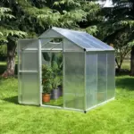 Outsunny 6' L x 6' W Walk-In Polycarbonate Greenhouse with Roof Vent for Ventilation and Rain Gutter, Hobby Greenhouse for Winter, Clear - Image 2