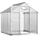 Outsunny 6' L x 6' W Walk-In Polycarbonate Greenhouse with Roof Vent for Ventilation and Rain Gutter, Hobby Greenhouse for Winter, Clear - Image 11