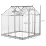 Outsunny 6' L x 6' W Walk-In Polycarbonate Greenhouse with Roof Vent for Ventilation and Rain Gutter, Hobby Greenhouse for Winter, Clear - Image 3