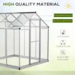 Outsunny 6' L x 6' W Walk-In Polycarbonate Greenhouse with Roof Vent for Ventilation and Rain Gutter, Hobby Greenhouse for Winter, Clear - Image 4