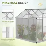 Outsunny 6' L x 6' W Walk-In Polycarbonate Greenhouse with Roof Vent for Ventilation and Rain Gutter, Hobby Greenhouse for Winter, Clear - Image 5