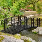 Outsunny 6' Metal Arch Backyard Garden Bridge with 660 lbs. Weight Capacity, Safety Siderails, Vine Motifs, Easy Assembly for Backyard Creek, Stream - Image 2