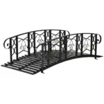 Outsunny 6' Metal Arch Backyard Garden Bridge with 660 lbs. Weight Capacity, Safety Siderails, Vine Motifs, Easy Assembly for Backyard Creek, Stream - Image 11