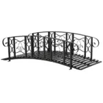 Outsunny 6' Metal Arch Backyard Garden Bridge with 660 lbs. Weight Capacity, Safety Siderails, Vine Motifs, Easy Assembly for Backyard Creek, Stream