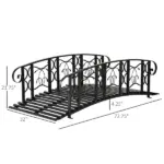 Outsunny 6' Metal Arch Backyard Garden Bridge with 660 lbs. Weight Capacity, Safety Siderails, Vine Motifs, Easy Assembly for Backyard Creek, Stream - Image 3