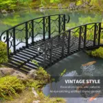 Outsunny 6' Metal Arch Backyard Garden Bridge with 660 lbs. Weight Capacity, Safety Siderails, Vine Motifs, Easy Assembly for Backyard Creek, Stream - Image 6