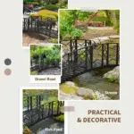 Outsunny 6' Metal Arch Backyard Garden Bridge with 660 lbs. Weight Capacity, Safety Siderails, Vine Motifs, Easy Assembly for Backyard Creek, Stream - Image 7