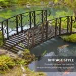 6' Metal Arch Backyard Garden Bridge with 660 lbs. Weight Capacity, Safety Siderails, Vine Motifs, Easy Assembly for Backyard Creek, Stream, Pond, Brown - Image 6