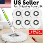 6 Pack Microfiber Spin Mop Replacement Heads, 6.5 Inch