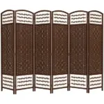 HOMCOM 6-Panel Folding Privacy Screen, Brown Wave Fiber, Lightweight, for Home Office - Image 11