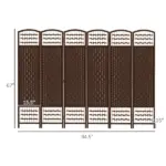 HOMCOM 6-Panel Folding Privacy Screen, Brown Wave Fiber, Lightweight, for Home Office - Image 3
