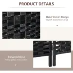 6 Panel Folding Room Divider 6' Tall Freestanding Extra Wide Wicker Partition Wall Black - Image 6